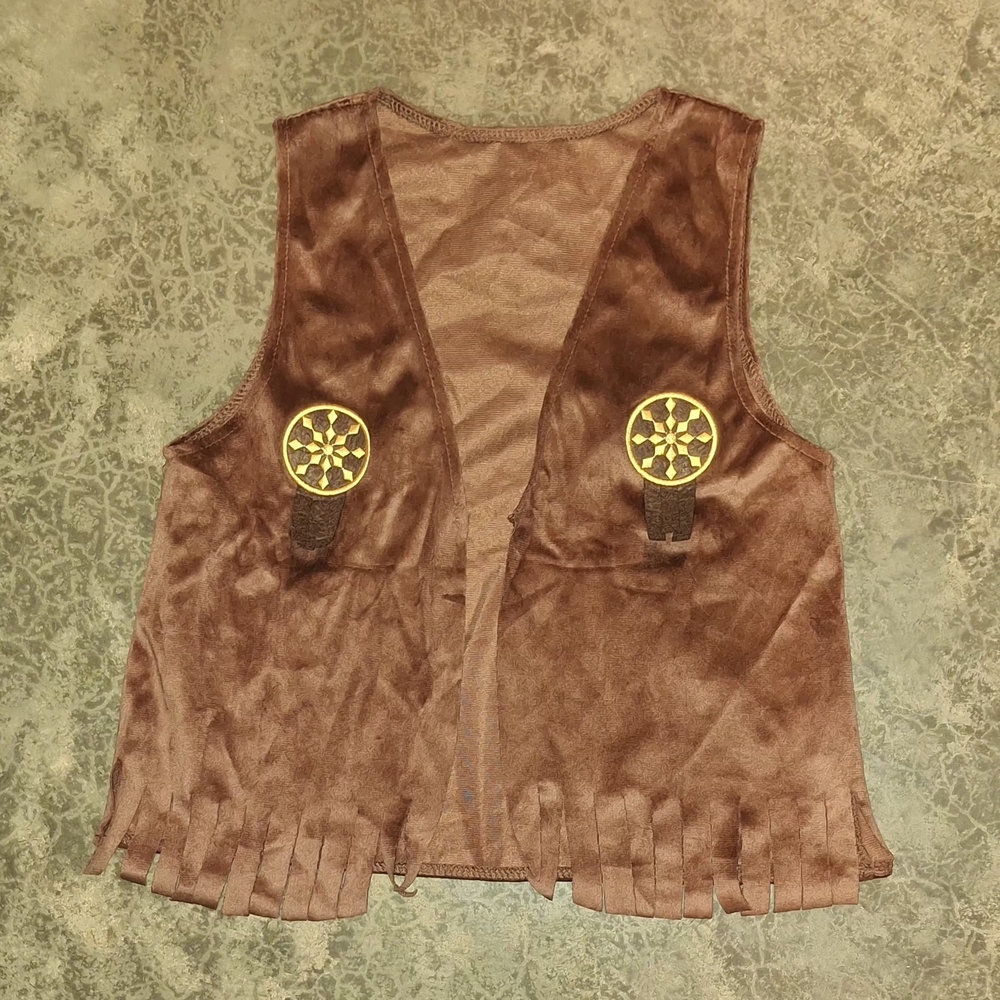 Kids Cowboy Costume Set - Brown Vest & White Cow Print Pants - Picture 4 of 9